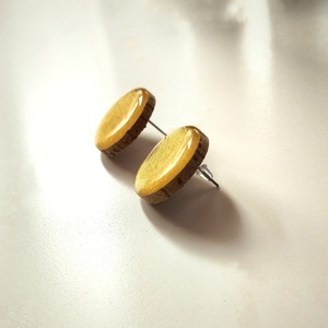 χρυσά σκουλαρίκια από φελλό - διάμετρος 2 εκ. - επιχρυσωμένα, καρφωτά, μικρά, καρφάκι - 2