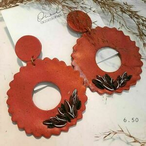 Πηλ_owl accessories 111172 - λουλούδι, boho, κρεμαστά, μεγάλα, καρφάκι