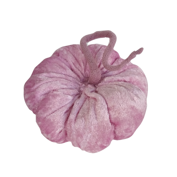 Χειροποίητη κολοκύθα βελούδο ροζ (12cm) - ροζ, βελούδο, διακοσμητικά, κολοκύθα - 2
