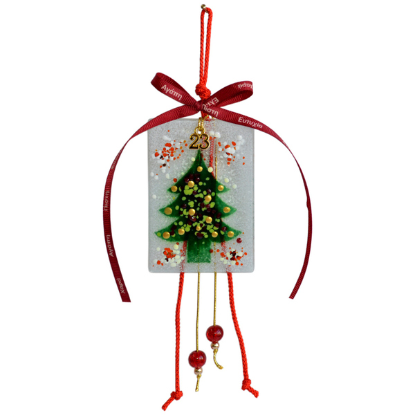Γυάλινο Γούρι Έλατο 15χ6 λευκό - amythito 04229901 - γυαλί, χριστουγεννιάτικα δώρα, γούρια, δέντρο