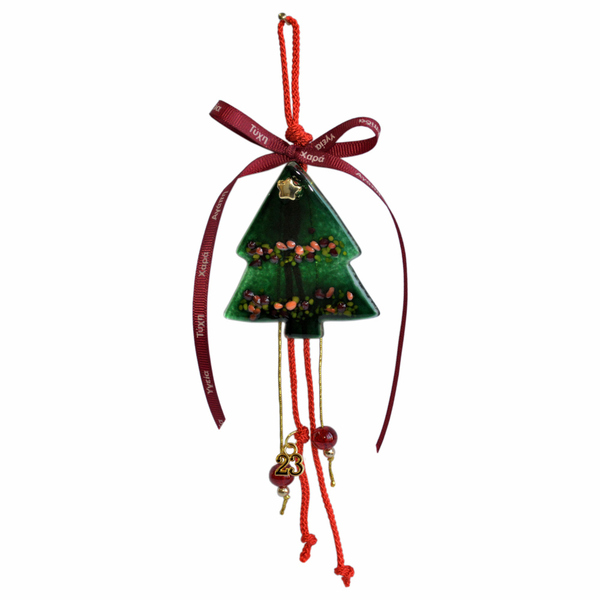 Γυάλινο Γούρι Έλατο 15χ6 πράσινο - amythito 04242803 - γυαλί, χριστουγεννιάτικα δώρα, γούρια, δέντρο