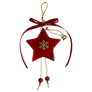Γυάλινο Γούρι Αστέρι 15χ6 κόκκινο - amythito 04142501 - γυαλί, αστέρι, χριστουγεννιάτικα δώρα, γούρια