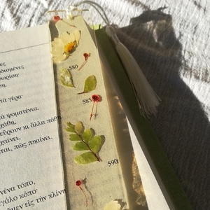 Σελιδοδείκτης διάφανος με αληθινά λουλούδια, από υγρό γυαλί - γυαλί, χειροποίητα, σελιδοδείκτες, πρωτότυπα δώρα - 2