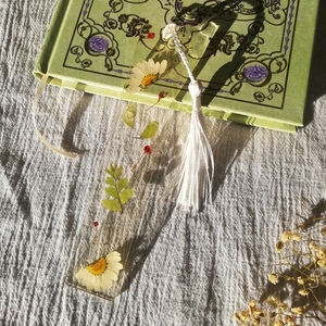 Σελιδοδείκτης διάφανος με αληθινά λουλούδια, από υγρό γυαλί - γυαλί, χειροποίητα, σελιδοδείκτες, πρωτότυπα δώρα - 3
