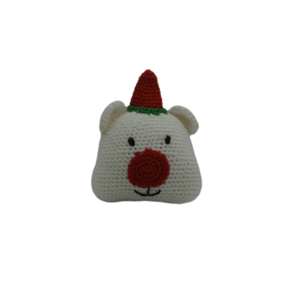 Πλεκτό κουκλάκι χριστουγεννιάτικο αρκουδάκι από 100% βαμβακερό νήμα. ύψος 15εκ. - βαμβάκι, νήμα, δώρο, amigurumi