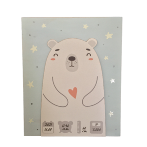 κάδρο γέννησης αρκούδος για αγοράκι - πίνακες & κάδρα, αγόρι, personalised, δωμάτιο παιδιών