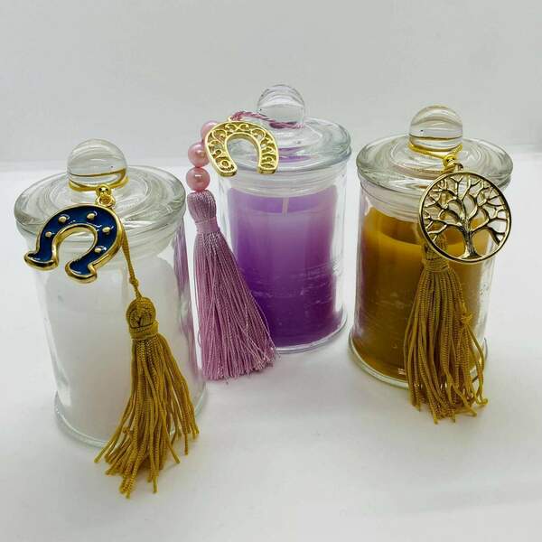 Γούρι αρωματικό κερί σε γυάλινη φοντανιερα 11 εκ. - κεριά & κηροπήγια - 2