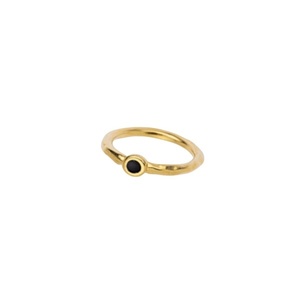 Επιχρυσωμένο δαχτυλίδι με μαύρο κύκλο - επιχρυσωμένα, ορείχαλκος, μικρά, αυξομειούμενα, φθηνά