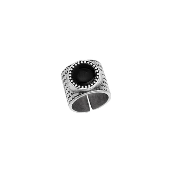 Επάργυρο δαχτυλίδι έθνικ με μαύρο σμάλτο - ορείχαλκος, μικρά, αυξομειούμενα, φθηνά