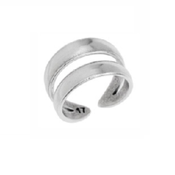 Επάργυρο δαχτυλίδι με δύο λωρίδες - ορείχαλκος, μικρά, αυξομειούμενα, φθηνά