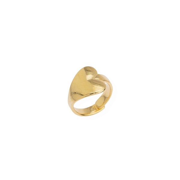 Επιχρυσωμένο δαχτυλίδι chevalier σε σχήμα καρδιάς - επιχρυσωμένα, ορείχαλκος, μικρά, αυξομειούμενα, φθηνά