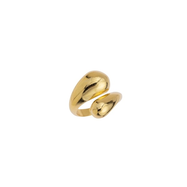 Επιχρυσωμένο δαχτυλίδι με bold άκρες - επιχρυσωμένα, ορείχαλκος, μικρά, αυξομειούμενα, φθηνά