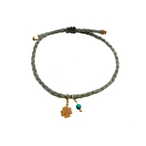 Clover bracelet, βραχιόλι με charm από ασήμι 925 - επιχρυσωμένα, ασήμι 925, μακραμέ, χεριού, αυξομειούμενα - 3