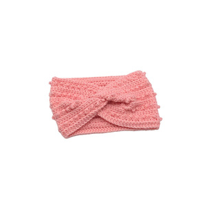 Κορδέλα μαλλιών πλέκτη headband χειροποίητη ροζ πονπον - σετ δώρου, κορδέλες μαλλιών, κορδέλες για μωρά, αξεσουάρ μαλλιών, headbands