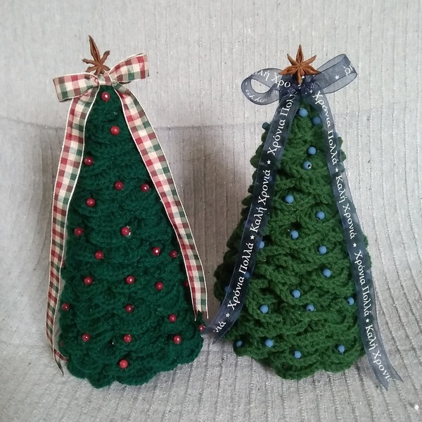Χριστουγεννιάτικο διακοσμητικό δεντράκι - νήμα, διακοσμητικά, δέντρο - 2