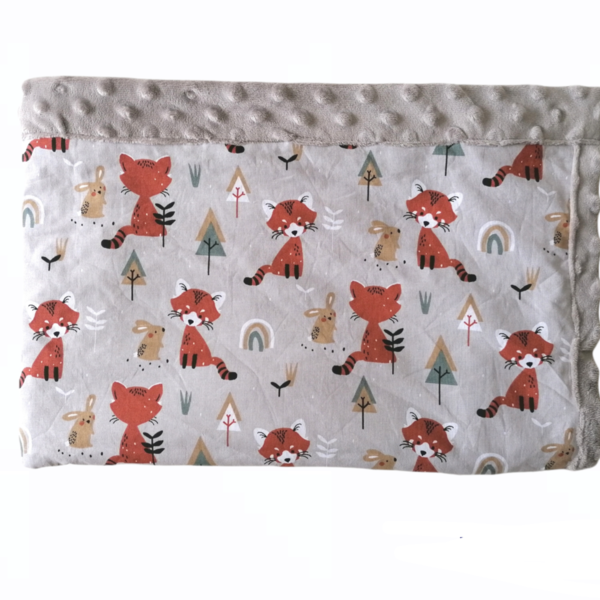 Βρεφική minky κουβέρτα με αλεπούδες - δώρο, χειροποίητα, unisex, βρεφικά, κουβέρτες - 2