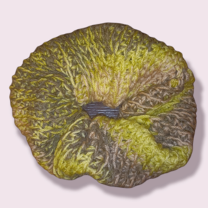 Χειροποίητο πλεκτό scrunchie σε πρασινο-κιτρινες αποχρώσεις - λαστιχάκια μαλλιών