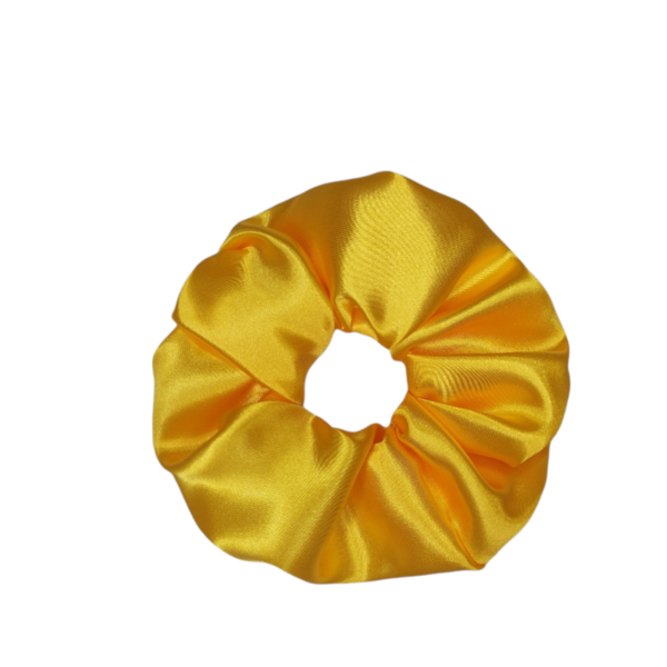 Scrunchies - χειροποίητο Κίτρινο Σατέν υφασμάτινο scrunchie - λαστιχάκια μαλλιών