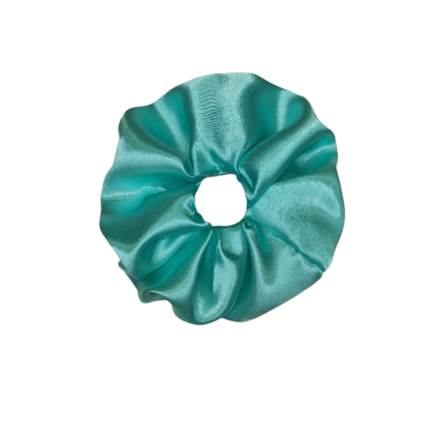 Scrunchies - χειροποίητο Γαλάζιο Σατέν υφασμάτινο scrunchie - λαστιχάκια μαλλιών