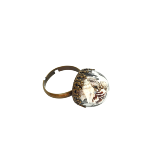 Δαχτυλίδι μπρούτζινο αυξομειούμενο "Γυάλα με κοχύλια" - μπρούντζος, αυξομειούμενα