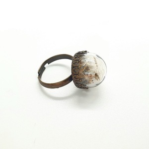 Δαχτυλίδι μπρούντζινο αυξομειούμενο " Ένας κλέφτης μέσα στη γυάλα"- 7mm - λουλούδι, μπρούντζος, αυξομειούμενα