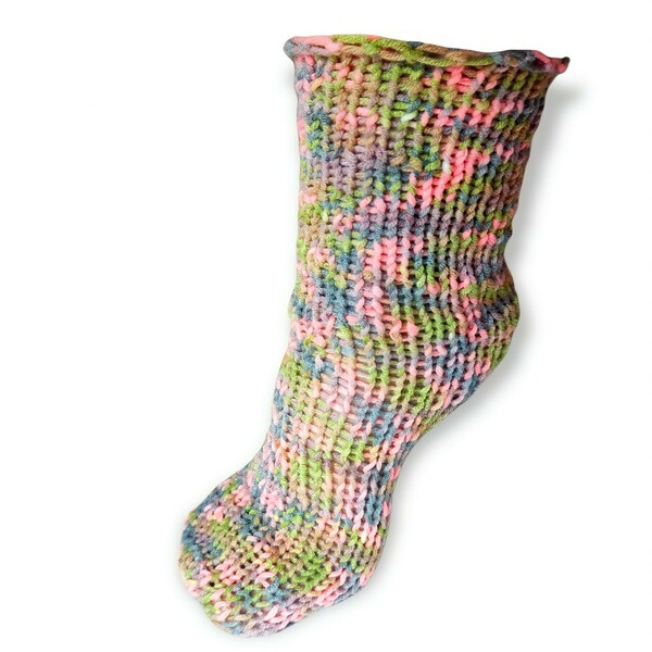 Πλεκτές κυλινδρικές κάλτσες πολύχρωμες χωρίς φτέρνα - unisex, πλεκτή