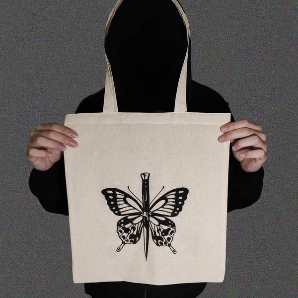 Tote Bag _Your not.so.typical Butterfly - ζωγραφισμένα στο χέρι, πεταλούδα, all day, tote, πάνινες τσάντες - 2