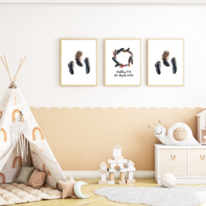Παιδικά Καδράκια με θέμα τα Φτερά με boho διάθεση 23x31,5Yx1εκ Φυσικό Ξύλο Κορνίζα Σετ των τριών Τρίπτυχοι Πίνακες Άγγελος Στεφάνι The Pink Feather - πίνακες & κάδρα, φτερό, κορίτσι, boho, σετ δώρου, παιδικά κάδρα - 2