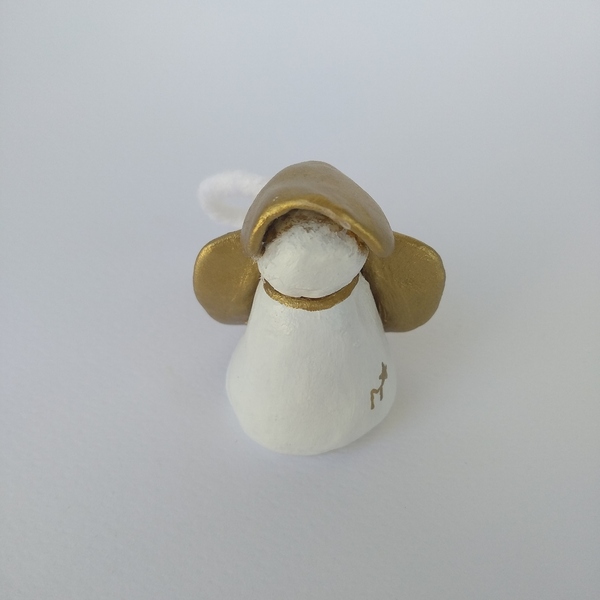 Λευκό αγγελάκι στολίδι κεραμικό κρεμαστό (small) μικρό. - πηλός, στολίδια