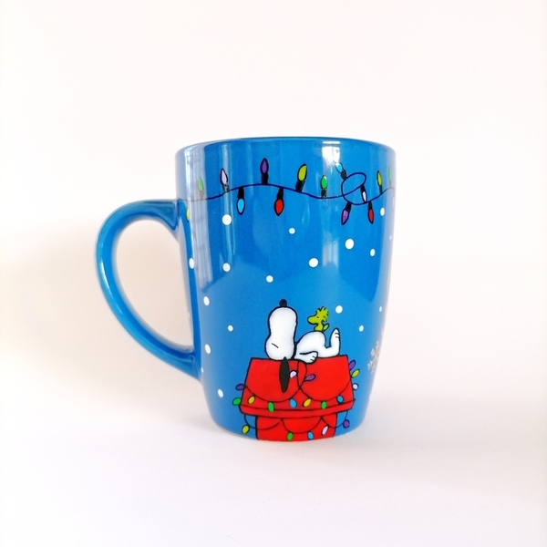 Μπλε κούπα Snoopy Christmas - πορσελάνη, χριστουγεννιάτικα δώρα, κούπες & φλυτζάνια - 2