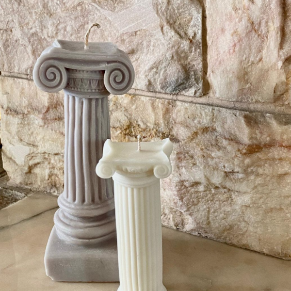 Χειροποίητο διακοσμητικό κερι απο φυσικό κερί ελαιοκράμβης - Κίονας - σπίτι, κερί, διακοσμητικά