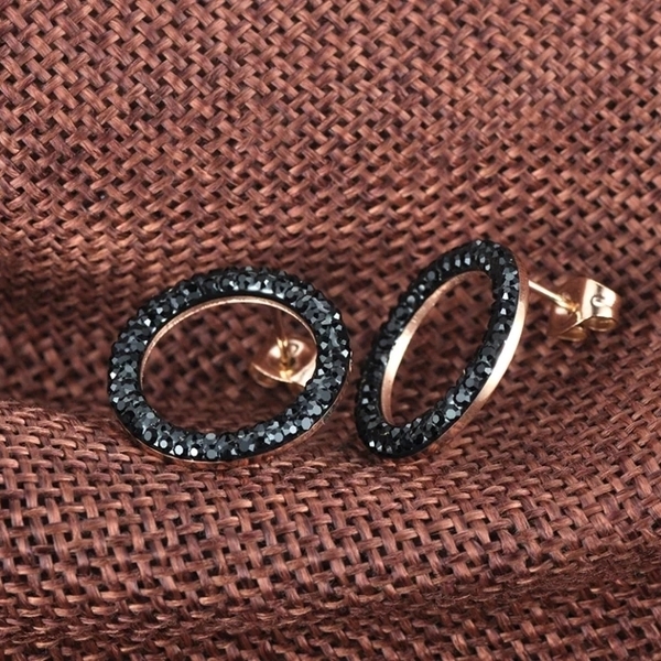 Locker Trendy Black Earrings - καρφωτά, μικρά, ατσάλι, φθηνά - 3