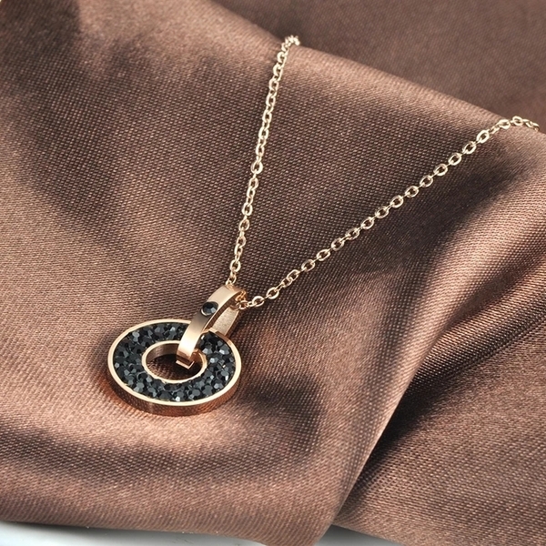 Locker Trendy Black Necklace - charms, κοντά, ατσάλι - 3