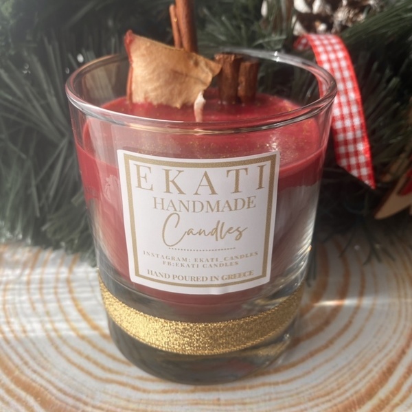 Χειροποίητο χριστουγεννιάτικο κερι Apple pie-220 ml-Αντίγραφο - χειροποίητα, αρωματικά κεριά, χριστουγεννιάτικα δώρα - 2