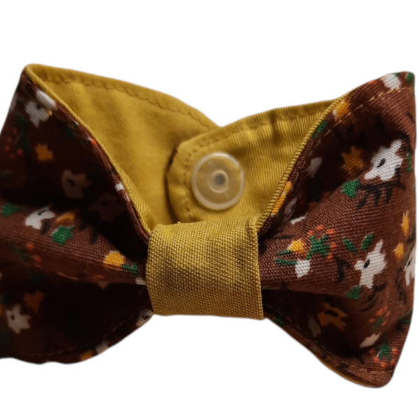 Βραχιολι φιογκος-Bracelet bow reversible (κίτρινο-λουλουδια) - ύφασμα, λουλούδι, σταθερά, χεριού, φαρδιά - 3