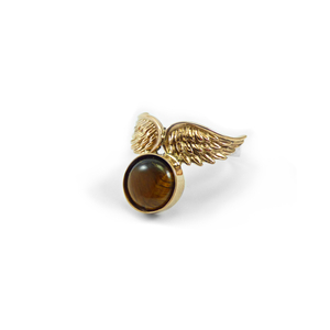 " Tigers eye Wings " - Χειροποίητο επίχρυσο 18K δαχτυλίδι με Μάτι της Τίγρης! - ημιπολύτιμες πέτρες, επιχρυσωμένα, αυξομειούμενα