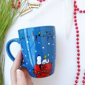 Μπλε κούπα Snoopy Christmas - πορσελάνη, χριστουγεννιάτικα δώρα, κούπες & φλυτζάνια