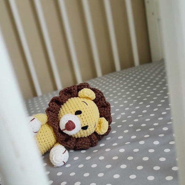 Πλεκτό κουκλάκι λιοντάρι amigurumi 23 εκ. Γκρί αγόρι κορίτσι - δώρα για βάπτιση, λούτρινα, βρεφικά, λιοντάρι, δώρο γέννησης - 2