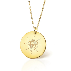 Κολιέ με άστρο σε κύκλο Ασήμι 925 - charms, επιχρυσωμένα, ασήμι 925, αστέρι, χριστουγεννιάτικα δώρα