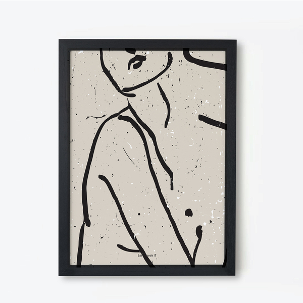 13x18cm | homebody| abstract μορφές σώματος με μπεζ φόντο με λευκό/μαύρο ή φυσικό ξύλινο κάδρο - πίνακες & κάδρα