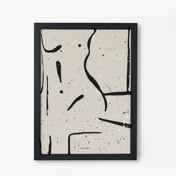 30x40cm |homebody | abstract μορφές σώματος με μπεζ φόντο με φυσικό ξύλινο κάδρο - πίνακες & κάδρα