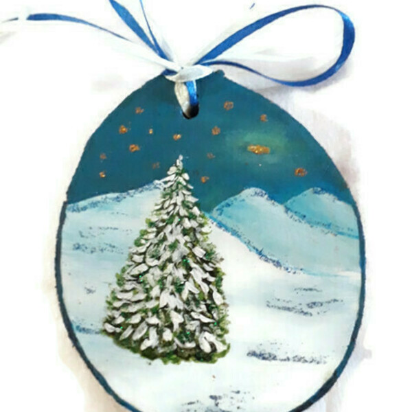 Ξύλινο χριστουγεννιάτικο στολίδι - ξύλο, χριστουγεννιάτικα δώρα, στολίδια, δέντρο - 2