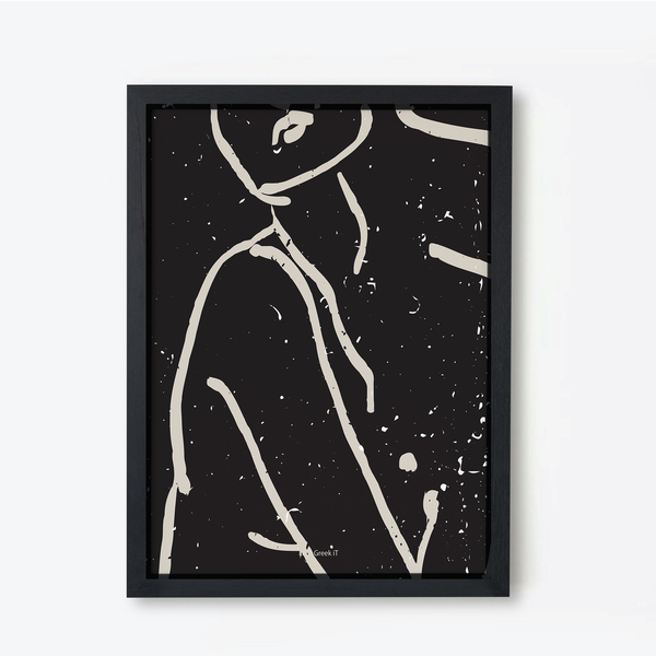 13x18cm | homebody| abstract μορφές σώματος με μαύρο φόντο με λευκό/μαύρο ή φυσικό ξύλινο κάδρο - πίνακες & κάδρα