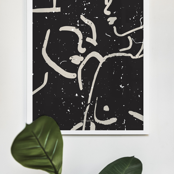13x18cm | homebody| abstract μορφές σώματος με μαύρο φόντο με λευκό/μαύρο ή φυσικό ξύλινο κάδρο - πίνακες & κάδρα - 3
