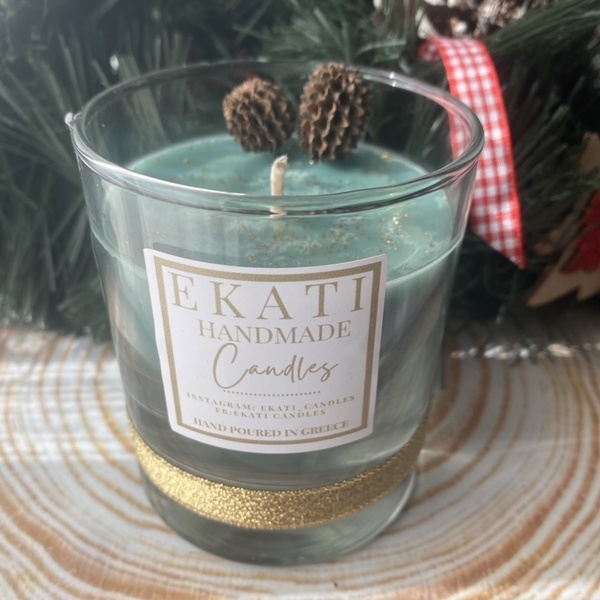 Χειροποίητο χριστουγεννιάτικο κερι με άρωμα μελομακάρονο-220ml - χειροποίητα, αρωματικά κεριά, χριστουγεννιάτικα δώρα - 2