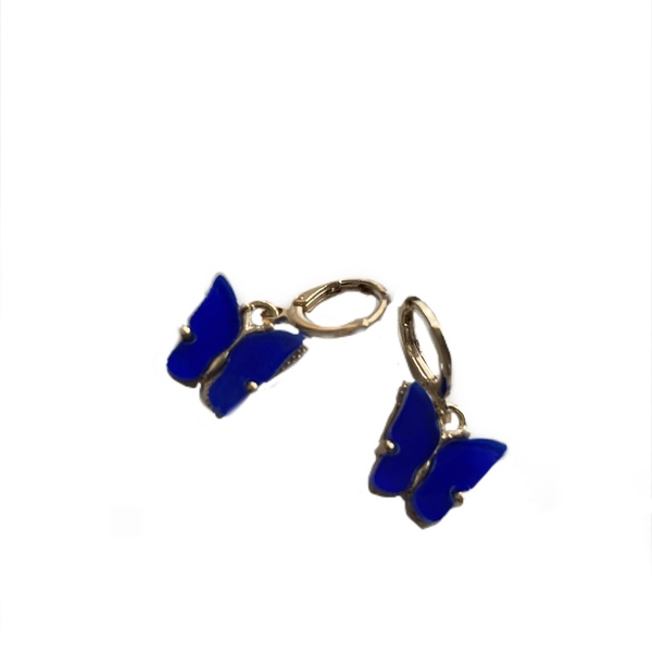 Μπλε κρεμαστές πεταλούδες σκουλαρίκια