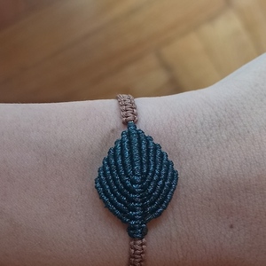 Macrame leaf bracelet - μακραμέ, κορδόνια, χεριού, αυξομειούμενα, φθηνά - 3