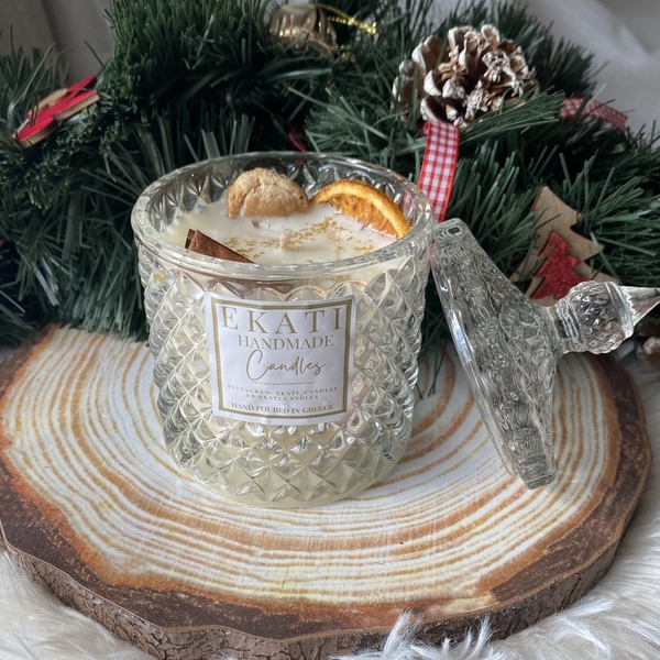 Φοντανιέρα κερι με χριστουγεννιάτικο άρωμα ginger cookies-290ml - χειροποίητα, αρωματικά κεριά, χριστουγεννιάτικα δώρα - 4