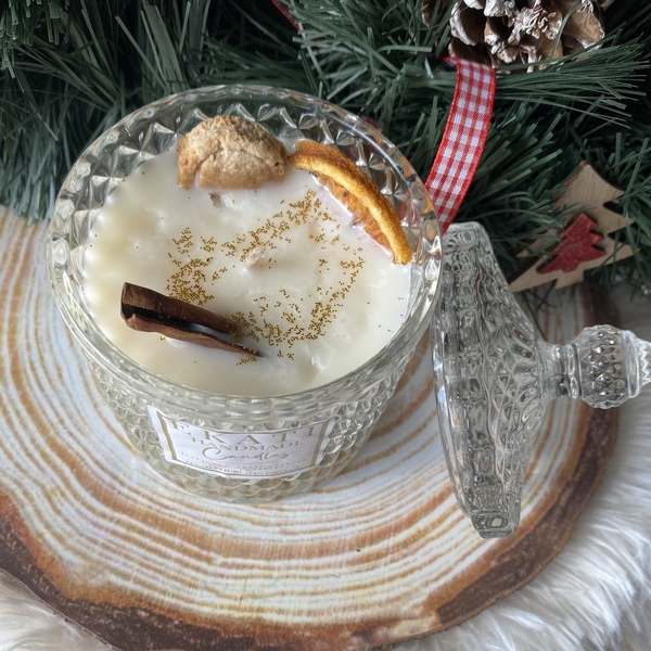Φοντανιέρα κερι με χριστουγεννιάτικο άρωμα ginger cookies-290ml - χειροποίητα, αρωματικά κεριά, χριστουγεννιάτικα δώρα