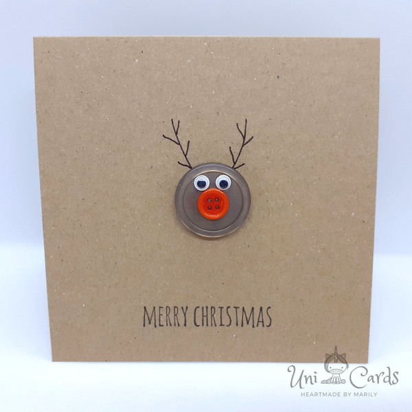 Σετ 3 χριστουγεννιάτικων καρτών με κουμπιά - κουμπί, χριστουγεννιάτικα δώρα, ευχετήριες κάρτες - 4